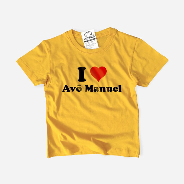 T-shirt I Love com Palavra Personalizável para Criança