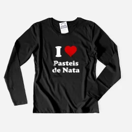 T-shirt Manga Comprida I Love Palavra Personalizável Mulher