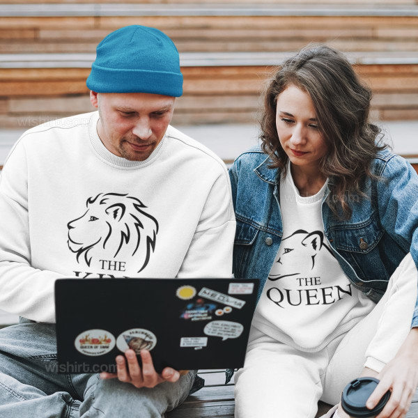 Matching Sweatshirts for Couple The Queen The King Lion