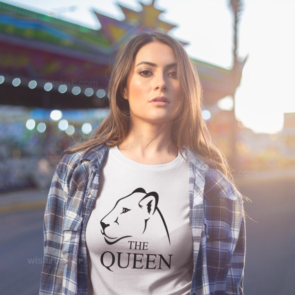 T-shirts Manga Comprida para Casal The Queen The King Lion