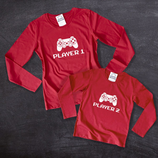 Matching Player Long Sleeve T-shirt Set for Mom and Kids