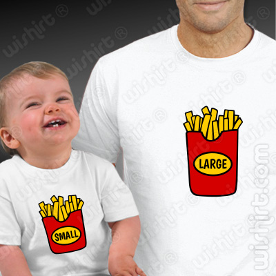 T-shirts Chips Large Small para Pai e Filho Bebé Roupa a Combinar