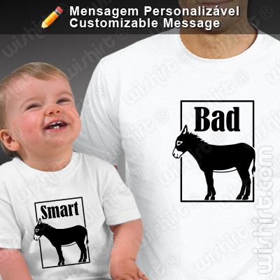 T-shirts Personalizadas para Pai e Bebé a combinar Bad Ass Smart Ass