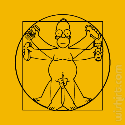 T-shirt Da Vinci Homer. Homem, Mulher, Criança, Sweat, Capuz