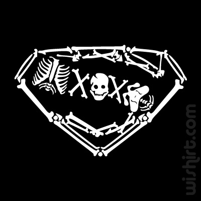 T-shirt Superman Bones, Skeleton, Super Homem Ossos
