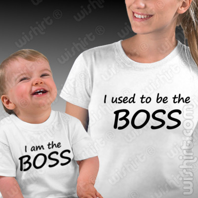 T-shirts I used to be the Boss Mãe e Bebé, Conjunto de uma t-shirt de mulher + uma t-shirt de bebé