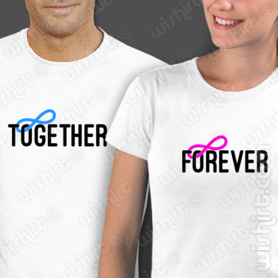 Conjunto 2 t-shirts Together Forever. Conjunto de 2 tshirts edição especial Dia dos Namorados, Homem e Mulher