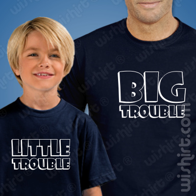 T-shirts Pai Big Trouble e Filho Little Trouble - Prenda Dia do pai