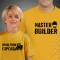 T-shirts Master Builder Demolition Expert Criança. Prenda Dia do Pai, conjunto de duas t-shirts, edição especial Dia do Pai. T-shirt de Homem + T-shirt de Criança